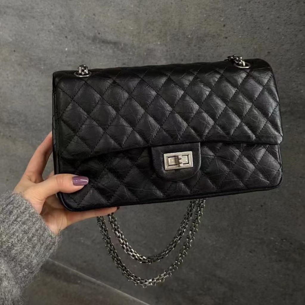 Palm Pattern Rhombus Chain Bag, First Layer Cowhide Shoulder Women's Bag, High-end Leather Messenger Small Square Bag