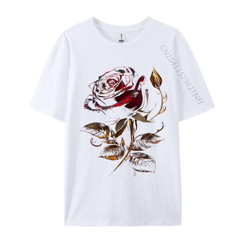 Deep Red Rose Black And Gold for Normal Man 2024 New Design Luxury Designer T-Shirts Cotton Fabric Men Tshirt Europe Tees