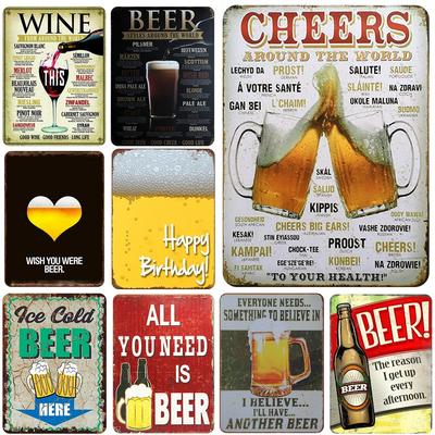 Bier Prost Blechschild Vintage Wandteller Malerei Dekor Bar Kneipe Restaurant Küche Pin Up Metallschilder Handwerk Dekorative Plaketten