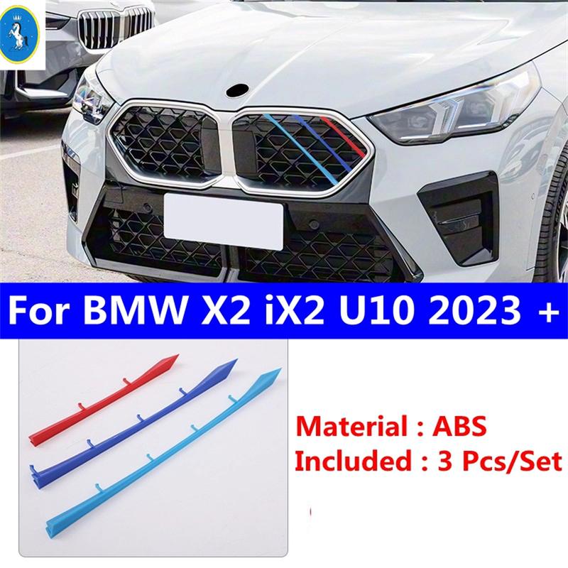 Car Front Hood Billet Grille Sticker Trim Garnish Strips Cover Trim For BMW X2 iX2 U10  2024 2025 Accessories