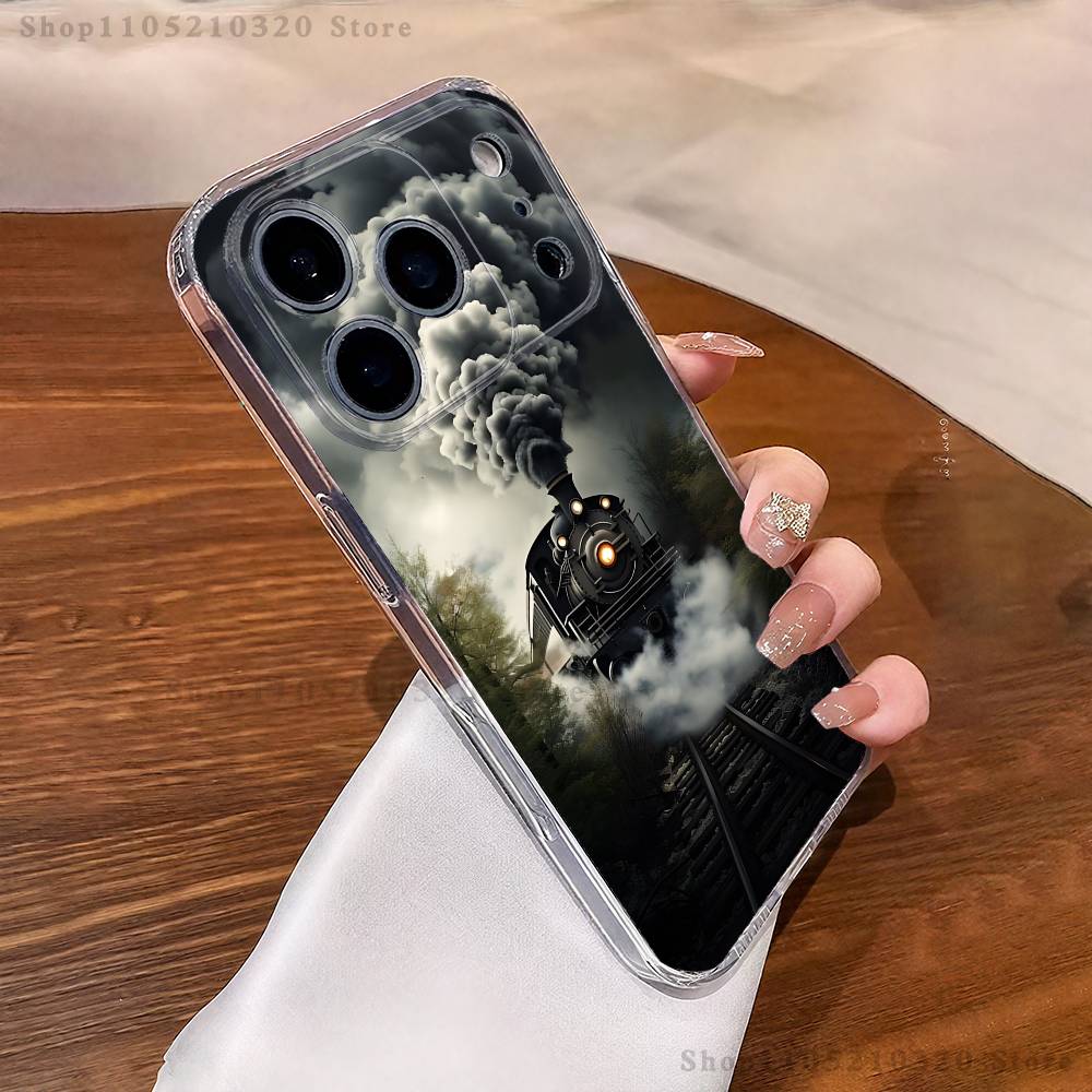 Classic Steam Train Railway Phone Case iPhone17 16 15 14 13 12 11 Pro Max Plus Mini Clear Full Back Cover Silicone Soft Shell
