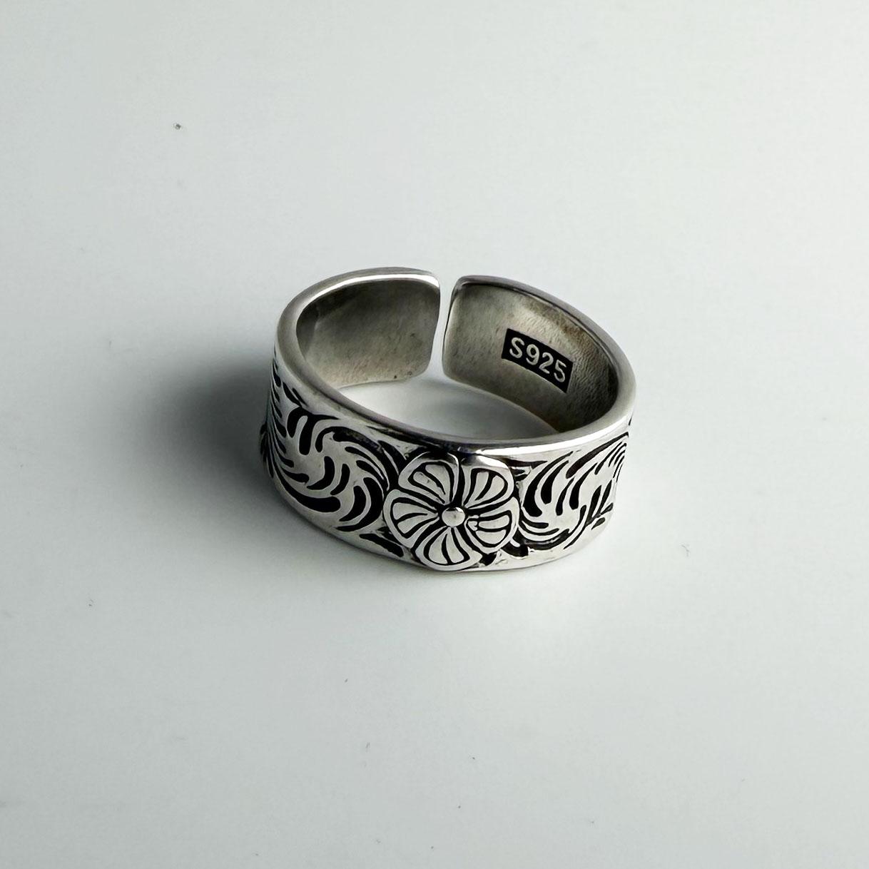 

925 Sterling Silver Rings For Women Geometric Fine Jewelry Finger Adjustable Vintage Yellow Flower Ring For Party Birthday Gift resizable