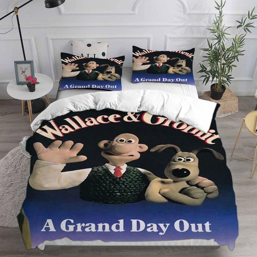 Wallace & Gromit Bedding Sets Comforter Quilt Bed Cover Duvet Cover Pillow Case 2-3 Pieces Sets Kids Adult Size