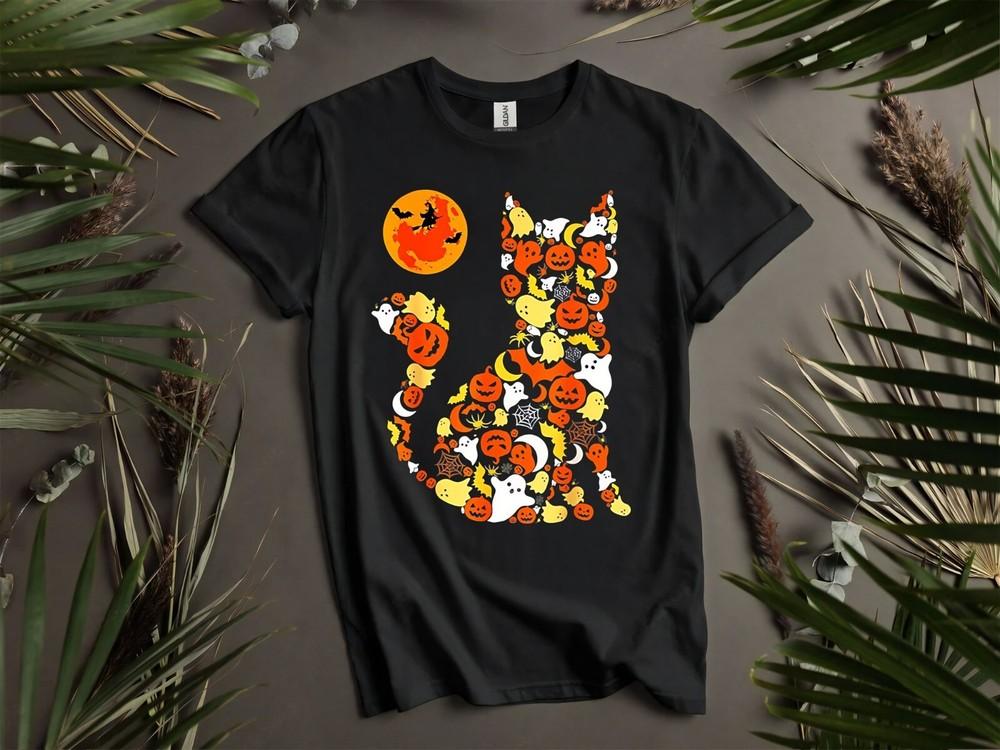 Costume Cat Pumpkin Scary Witch Moon Hoodie Tshirt Men Women Unisex AD952