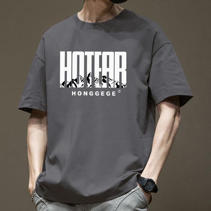 

Мужская летняя футболка с коротким рукавом из плотного хлопка, новая модная футболка свободного кроя, универсальная, из плотного чистого хлопка с коротким рукавом 3XL