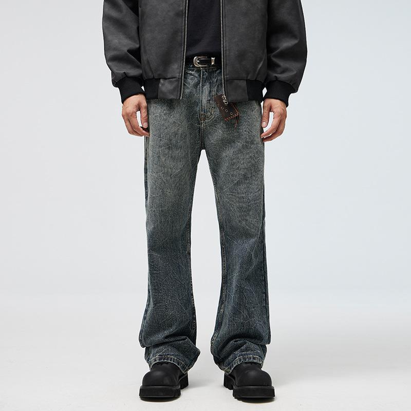 Straight-flare Jeans for Men's Autumn and Winter Washing High-flare Trousers