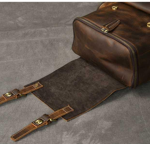 Genuine Crazy Horse Leather Backpack for Men and Women - Retro Cowhide Design