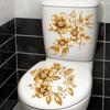 Creatieve Gouden Bloemige Toilet Decal voor Badkamer Wasruimte Achtergrond Decoratie Zelfklevende Muursticker