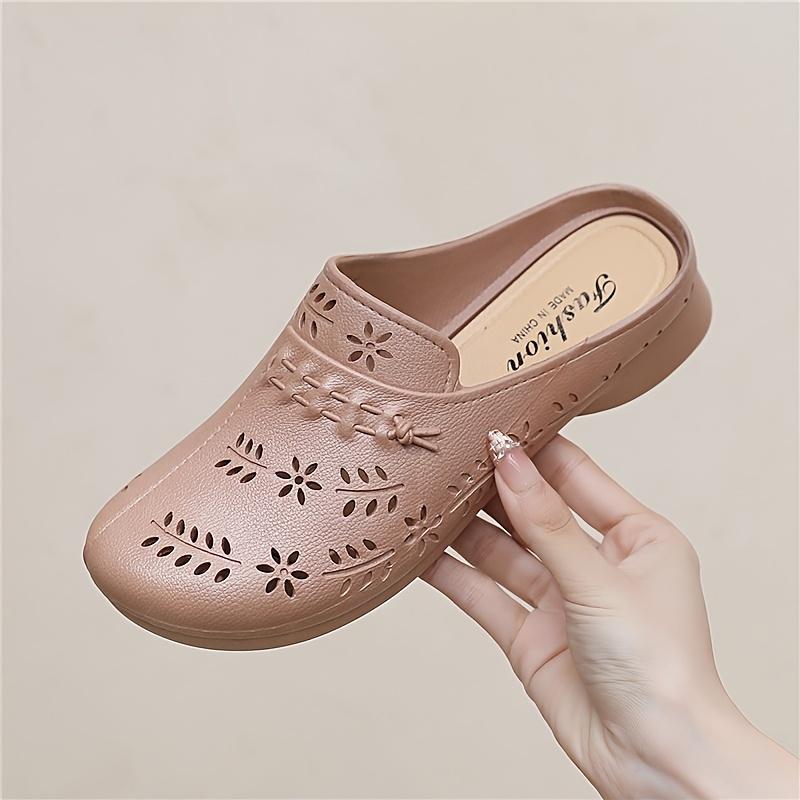Women's New Slip-on Shoes, Fashionable Hollow-out Floral Design, Soft and Comfortable Sole, Low-heel Casual Slip-ons, Lightweight Wedge Heel