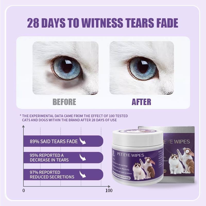 Tier Tränenfleck Reinigungstücher für Katzen & Hunde - Einweg und einfach zu verwenden