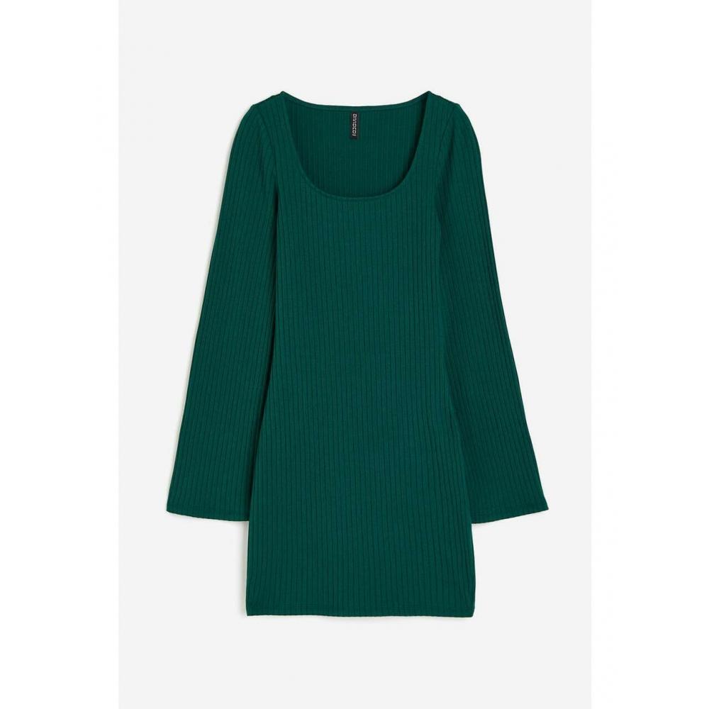 Buy H M Ribbed Bodycon Dress Dark Green 1167214007 at affordable prices   free shipping, real reviews with photos  Joom