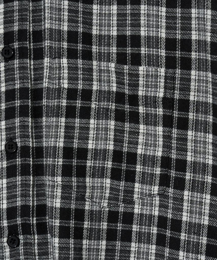 STANDARDERROR 87-Stan130 Nerd Mood Oversized Pocket Long Sleeve Check Shirt Black