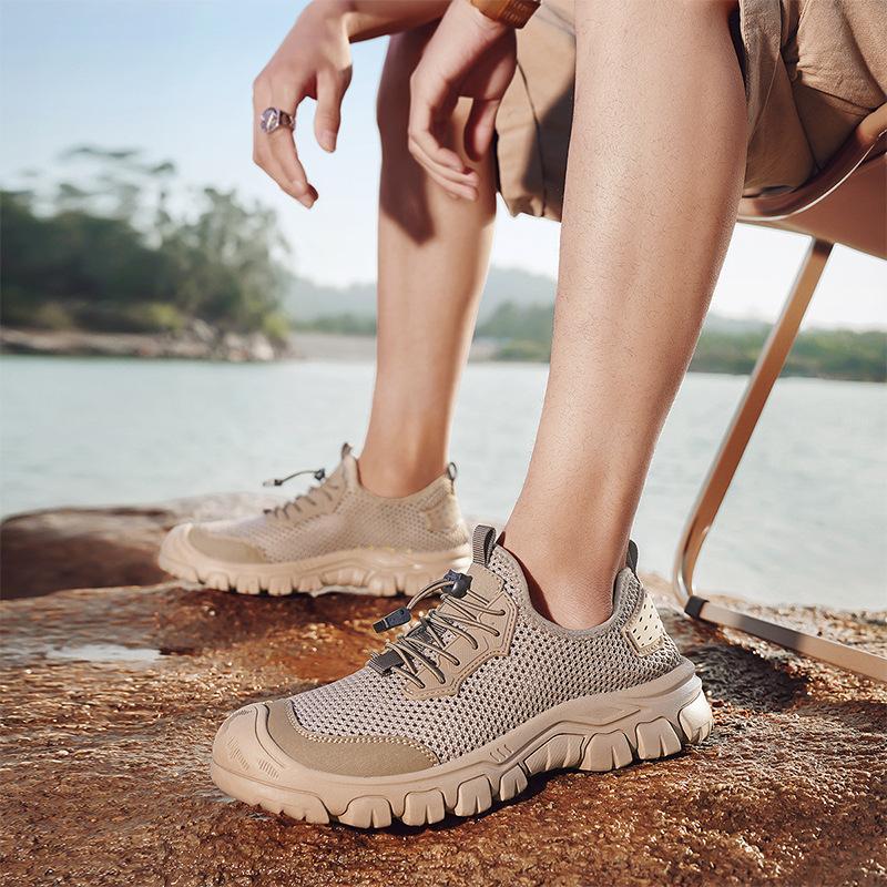 2025 men's shoes summer mesh shoes men's hollow breathable mesh shoes casual trendy shoes sandals wading beach shoes
