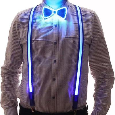 Bretele pentru bărbați cu LED-uri și papion - Bretele iluminate pentru bărbați - Haine de petrecere strălucitoare, ținute rave