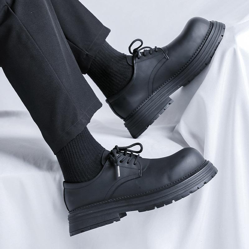 Men's Thick-soled Heightened Derby Shoes Retro and Old Big Head Shoes Uncomfortable Lace-up Low-top Shoes 2230-R
