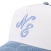 New Era Denim Monogram Classic Mesh Cap In Exclusive To 9Forty Trucker Denim Visor with Monogram Classic 9FORTYA-FRAME White/Washed Denim, ONSPOTZ.