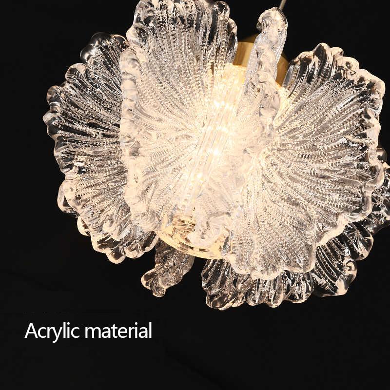 Xiaomi Nordic French Cream-style Long Line Chandelier Bedroom Bedside Lamp Dining Room Chandelier Acrylic Flower Warm Atmosphere Lamp