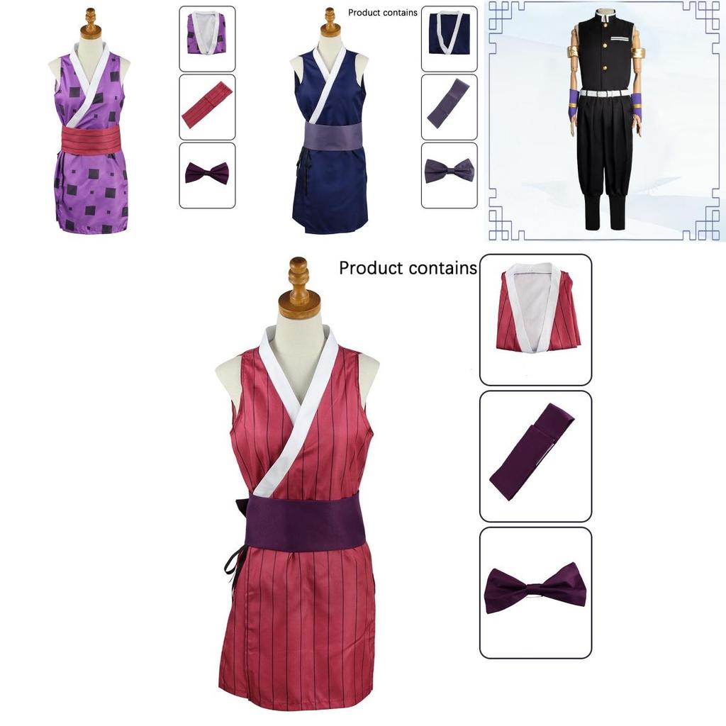 Demon Slayer Uzui Tengen Halloween Cos Skirt Set For Women High Quality And Breathable