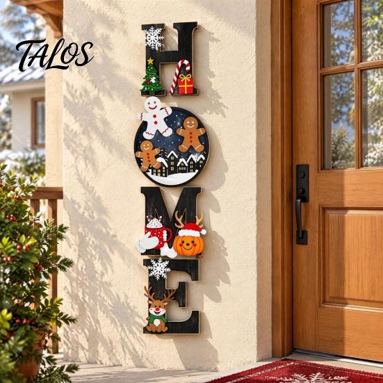 Holiday Atmosphere Home Accents 4Pcs/Set Rustic HOME Sign, Christmas Wooden Wall Decor 2D Flat Decorative Seasonal Signs for Door Snowflake