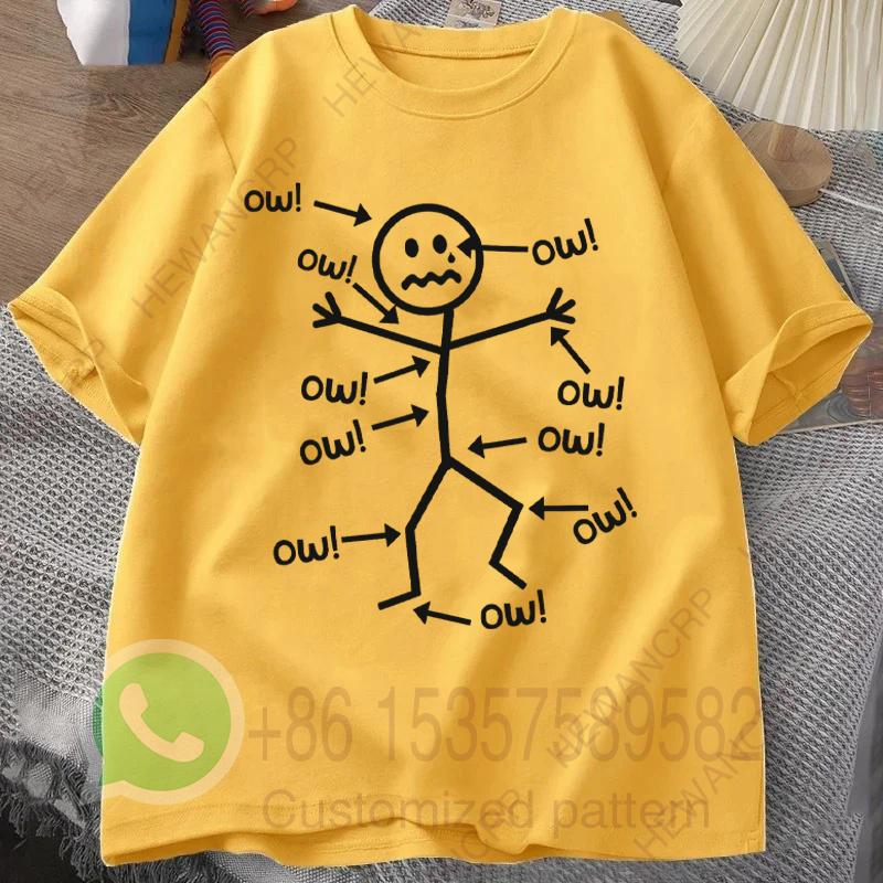 A Distressed Stick Figure Surrounded By Multiple OW Mens Tracksuit Tshirt Cotton Casual Sportswear Crew Neck Short Sleeve Tops