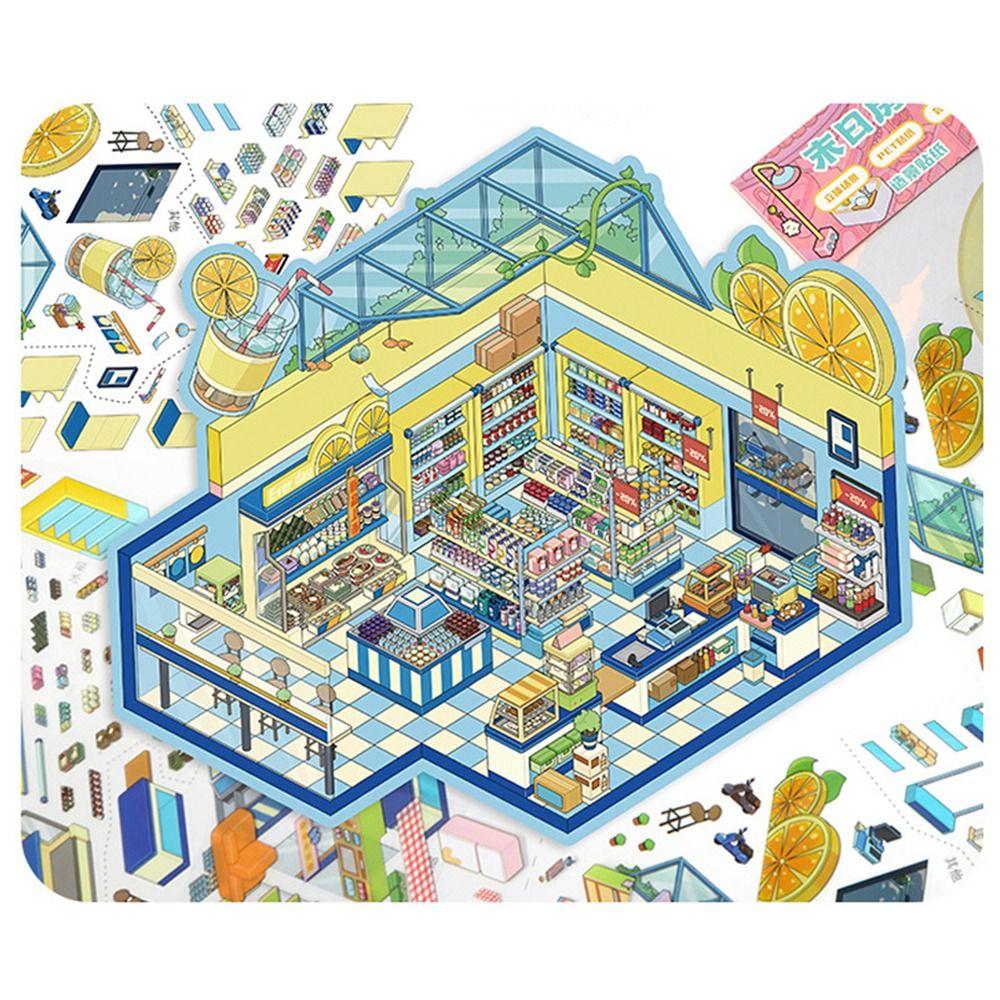 Visual Stacking Three-dimensional Sticker Lemon Shop Miniature Scene Sticker Children