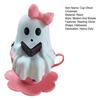 1/2Pcs Halloween Reading Ghost Figurine Pink Teacup Ghost Statue Resin Sculpture Home Office Holiday Party Desktop Decoration Ornament