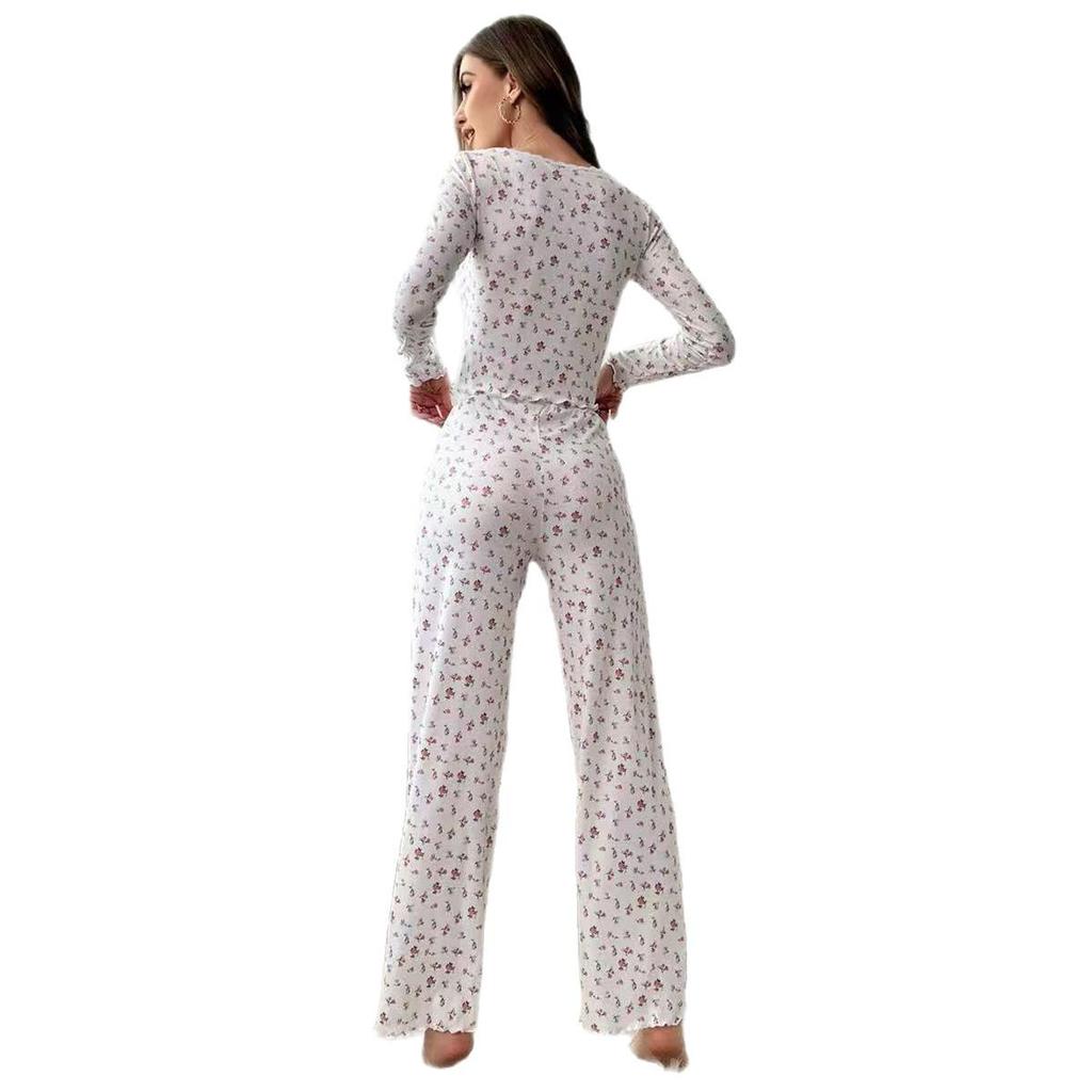 European & American Style Autumn/Winter Casual Long-Sleeve Two-Piece Pajama Set