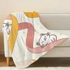 Soft Cozy Cartoon Cat Flannel Blanket | Non-Pilling All-Season Warm Throw for Postpartum Moms, Home & Holiday Decor
