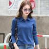 Women's Spring and Summer Bamboo Cotton T-shirt Simple Cotton Large Size Women's Lapel Top Polo Thickened Bottoming Shirt