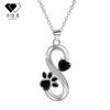 Knn-31 Infinity Symbol Heart Paw Print Necklace - Women's Cartoon Jewelry with Diamond Accents