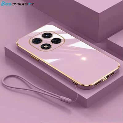 Glanzend vergulde telefoonhoes met koord voor Xiaomi Redmi Note 14 14Pro 13 12 11S 10 14C 13C POCO X7 X6 Pro M5S Siliconen beschermhoes