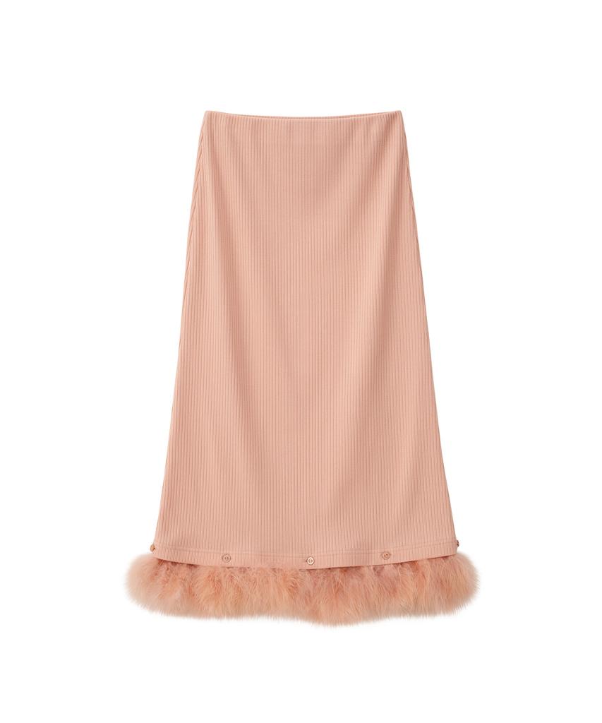 Salon De Yon Fur Trimming Skirt_ Peach