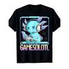 European Sizes Men's Retro Kawaii Cute Style T-Shirt - Funny Video Game Axolotl Graphic Tee, Casual Short Sleeve Shirt Casual Comfortable Shirt
