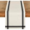 Artoid Mode Black Simple French Stripe Table Runner, Seasonal Spring Summer Kitchen Dining Table Decoration for Home Party Decor 13x72 Inch