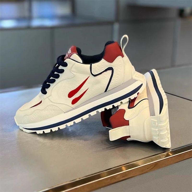 2025 New Men Sneakers Leather Mens Shoes Trendy Designed Personality Pattern Training Sports Shoes Incressed Male Tennis Shoes