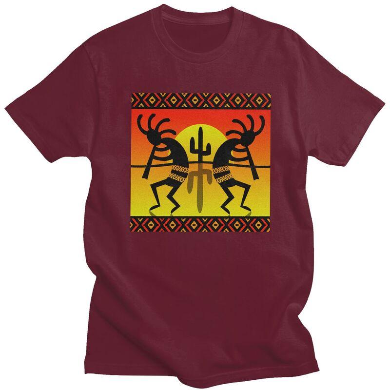 Custom Southwest Tribal Native American Kokopelli T Shirt for Men Tshirt Casual Tees Tshirt Slim Fit Clothing Gift
