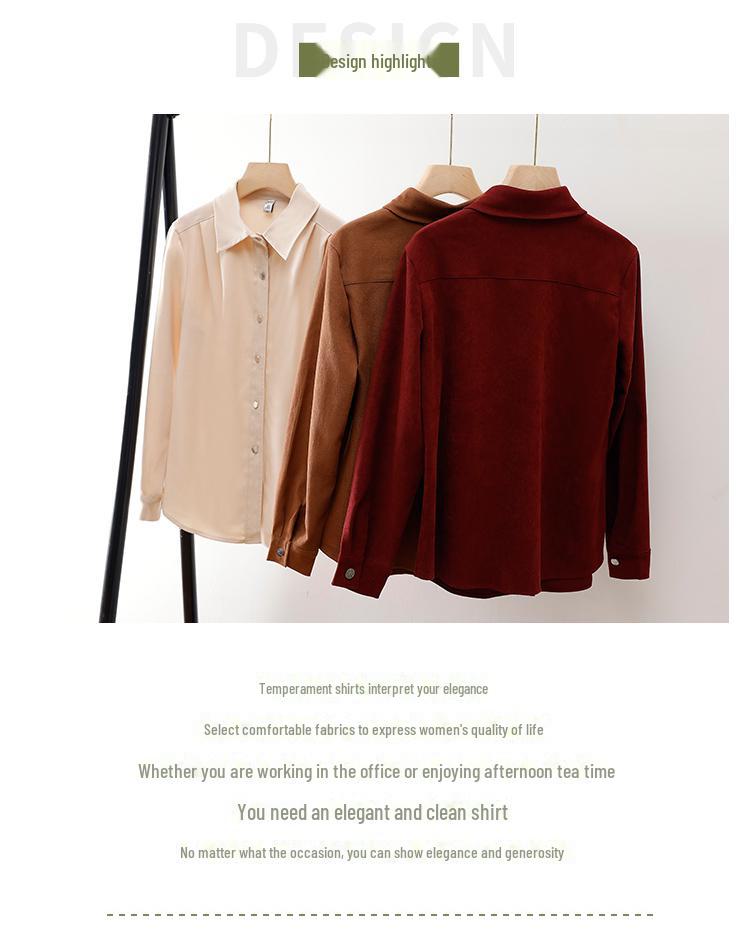 Women's Retro Hong Kong-Style Brushed Long Sleeve Shirt - New 2022 Autumn Layered Top