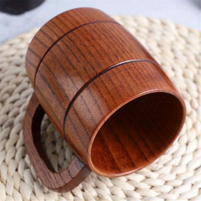 1pc Wooden Cup, Large Belly Cup, Minimalist Tea Cup, Wooden Handle, Mug, Household Water Cup, Beer Cup
