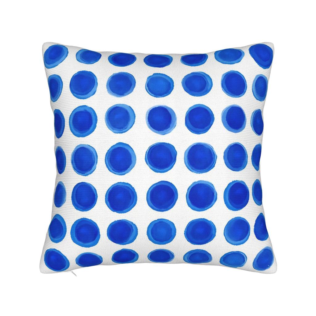 Geometric Shaped Blue Doodles Pillowcase Cushion Cover Geometric Ink Blue Throw Pillow Case Cover Home Zipper 40*40Cm