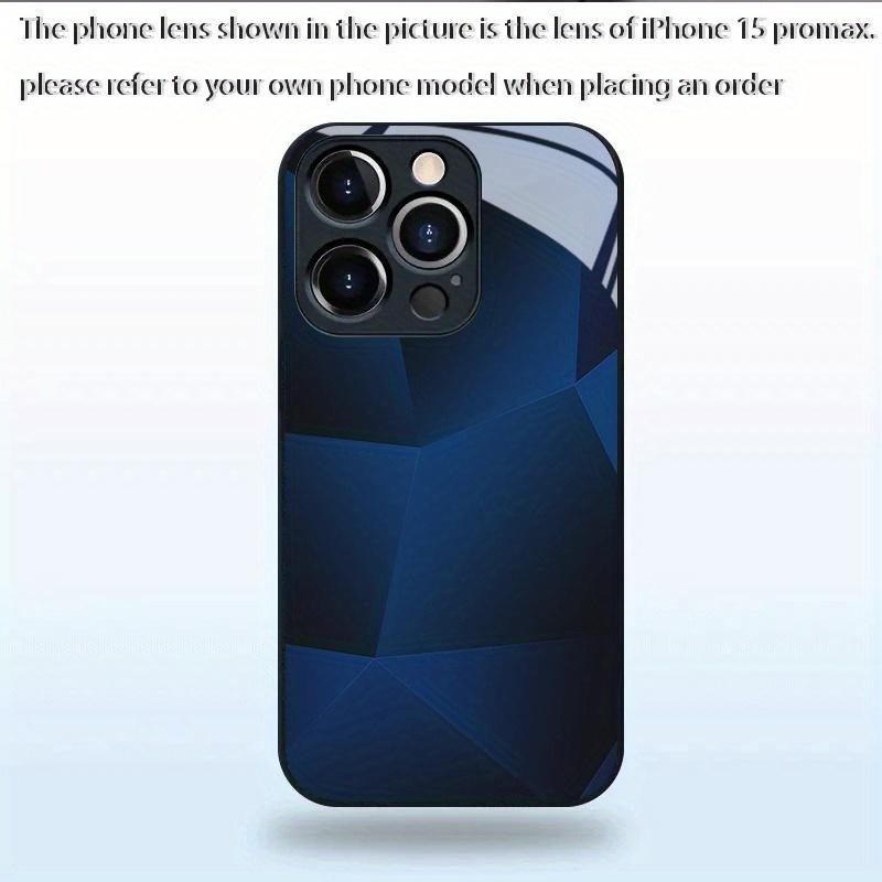 Dark Blue Geometric Mosaic Pattern TPU Glass Phone Case, Suitable for iPhone 17, 16, 15, 14, 13, 12, 11, Etc.