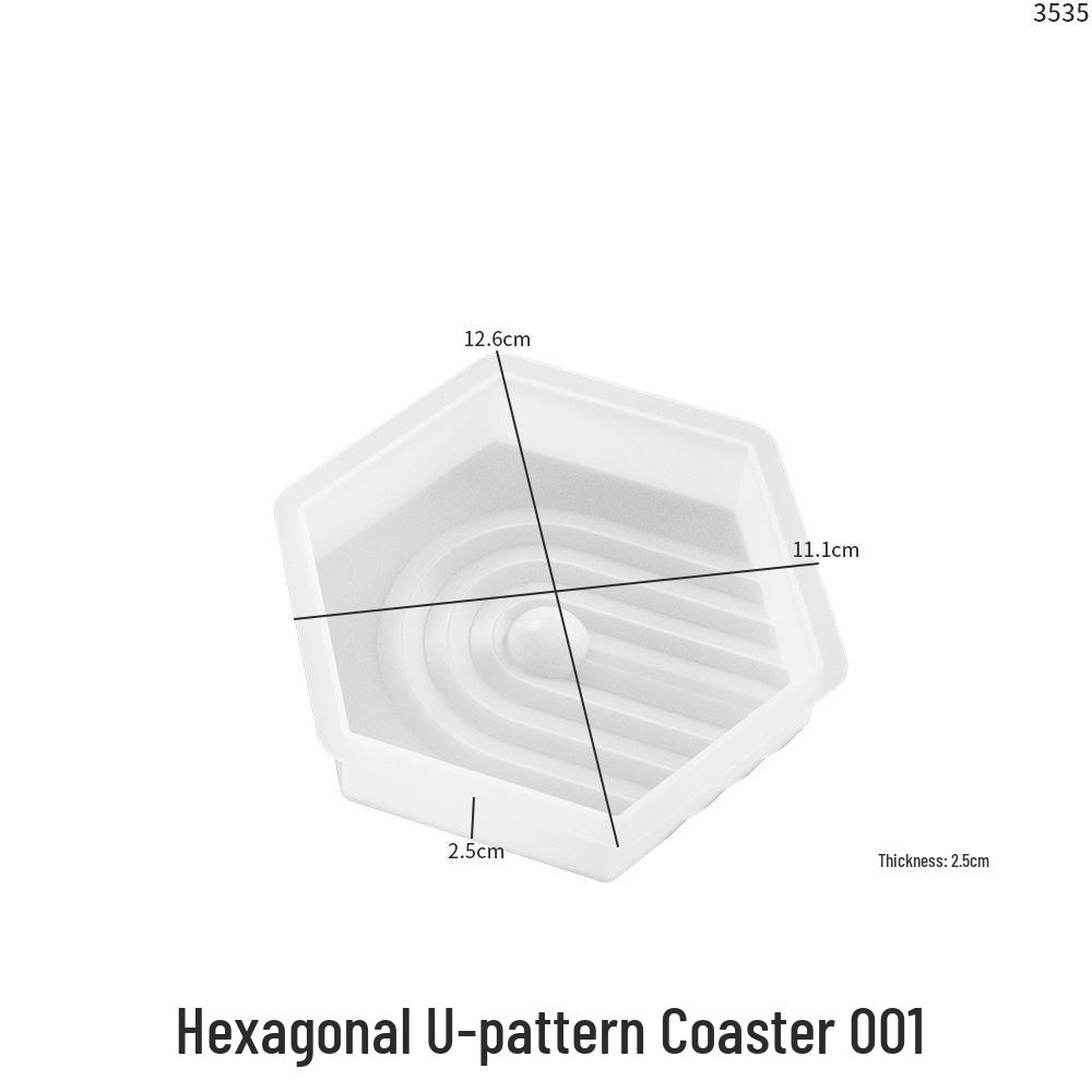 Gypsum Cement Coaster Mold: Hexagonal, Round, U-shaped, Striped Jewelry Display Silicone Mold