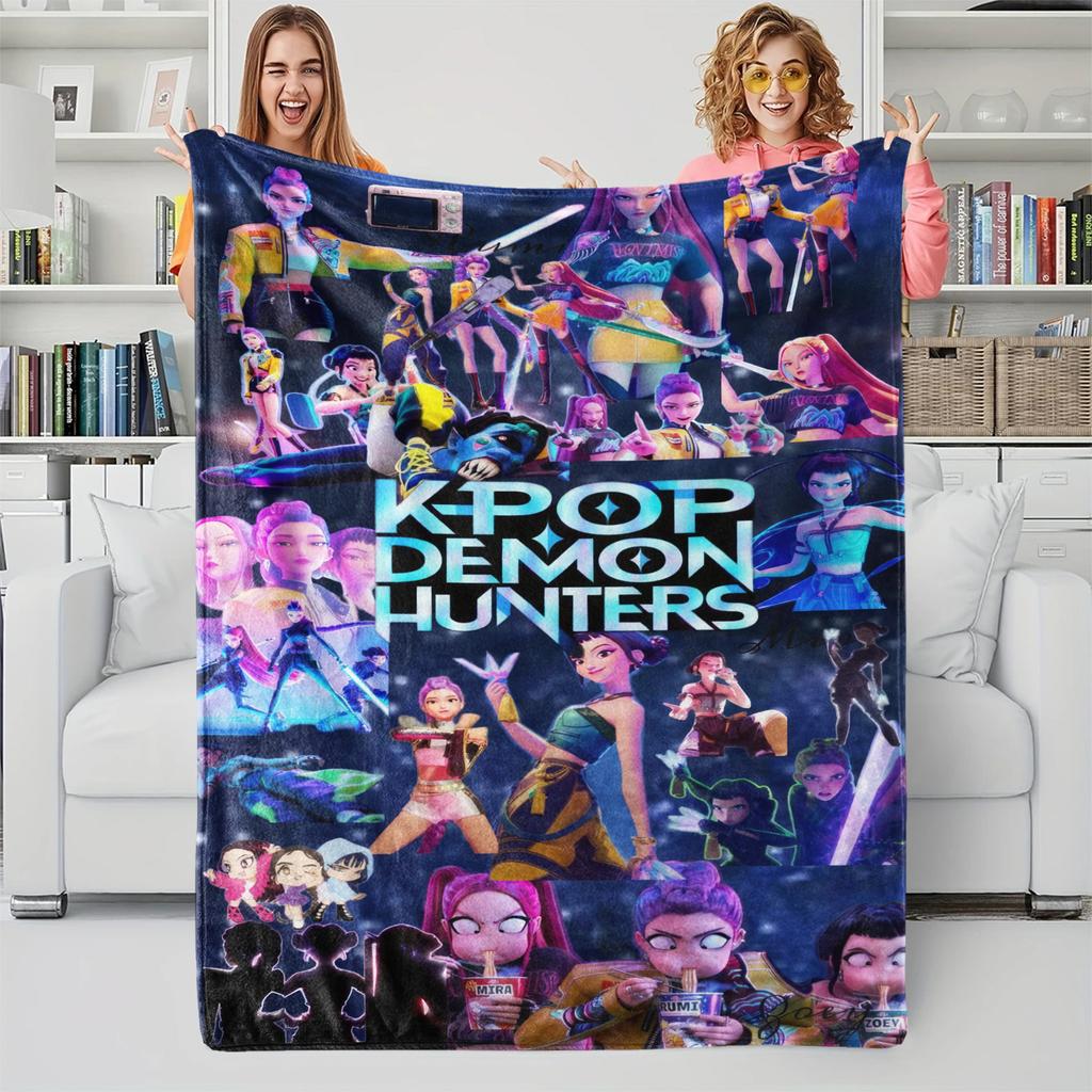 K-Pop Demon Hunters Fan Gifts Blanket Anime Flannel Throw Blanket Suitable Home Leisure Camping Travel Multifunctional Blanket