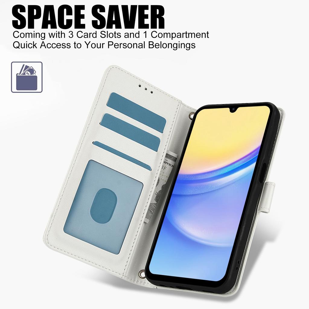 SY-003 For Samsung Galaxy A35 5G Case PU Leather Stand View Phone Wallet Cover with Hand Strap