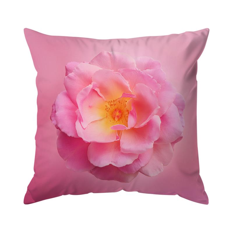 Dreamy Pink Flower Illustration Throw Pillowcase Pillow Case Girl Heart Sofa Bedside Pillow Cover Home Room Decor
