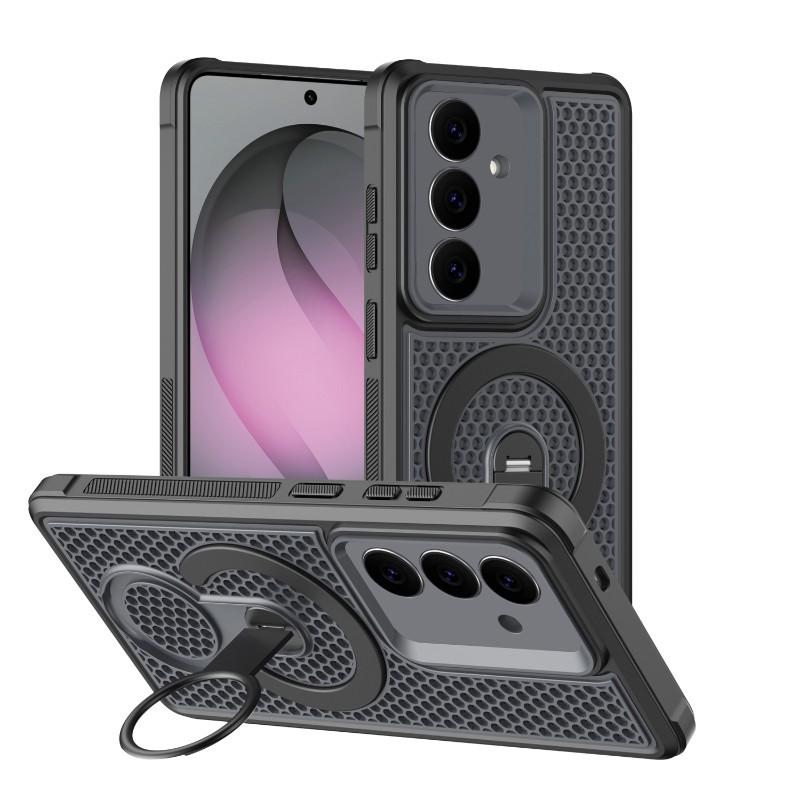 

For MagSafe 360°Rotating Metal Car Holder Ring Soft TPU + Hard PC Heat Dissipation Phone Case For Samsung S26 Ultra S26 S26 Plus Galaxy S26 Plus