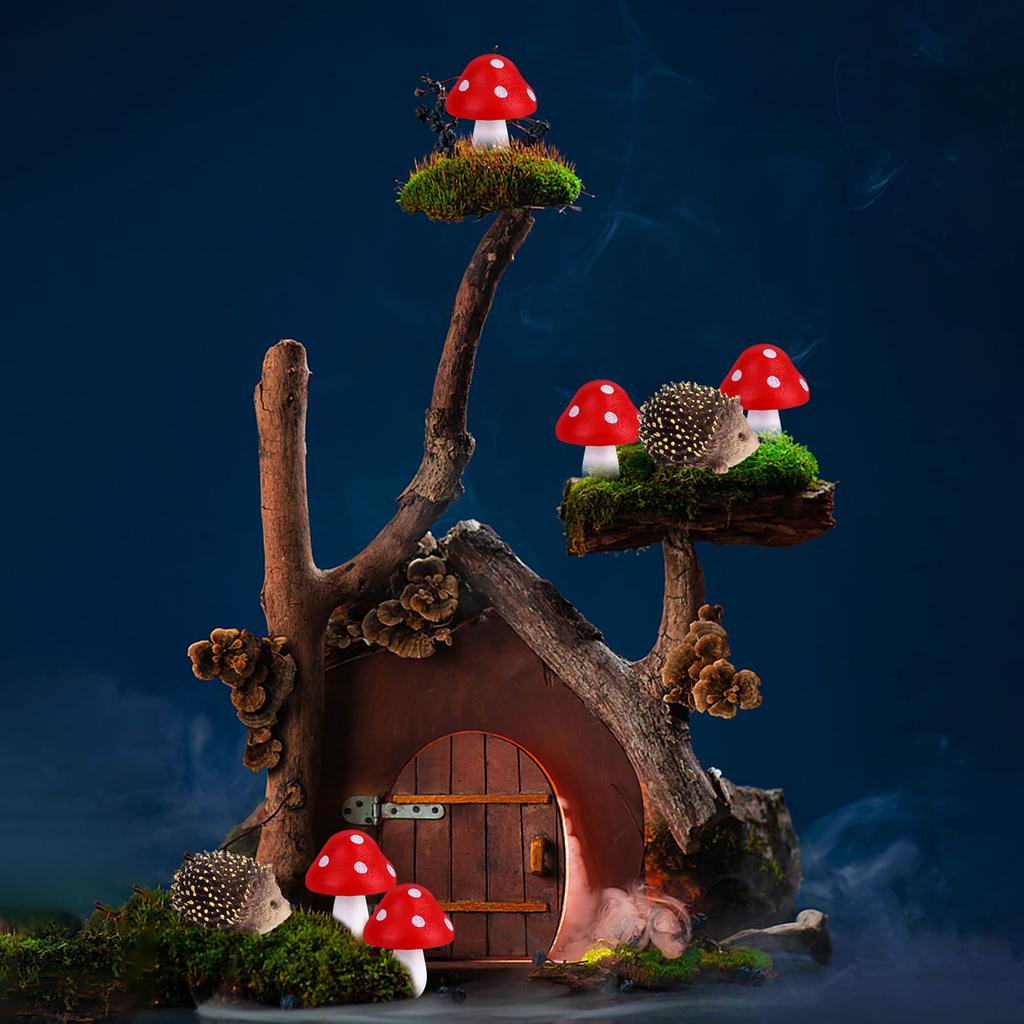 8 ცალი Fairy Wild Garden Accessories Mini Hedgehogs and Mushroom Statue Micro Lan