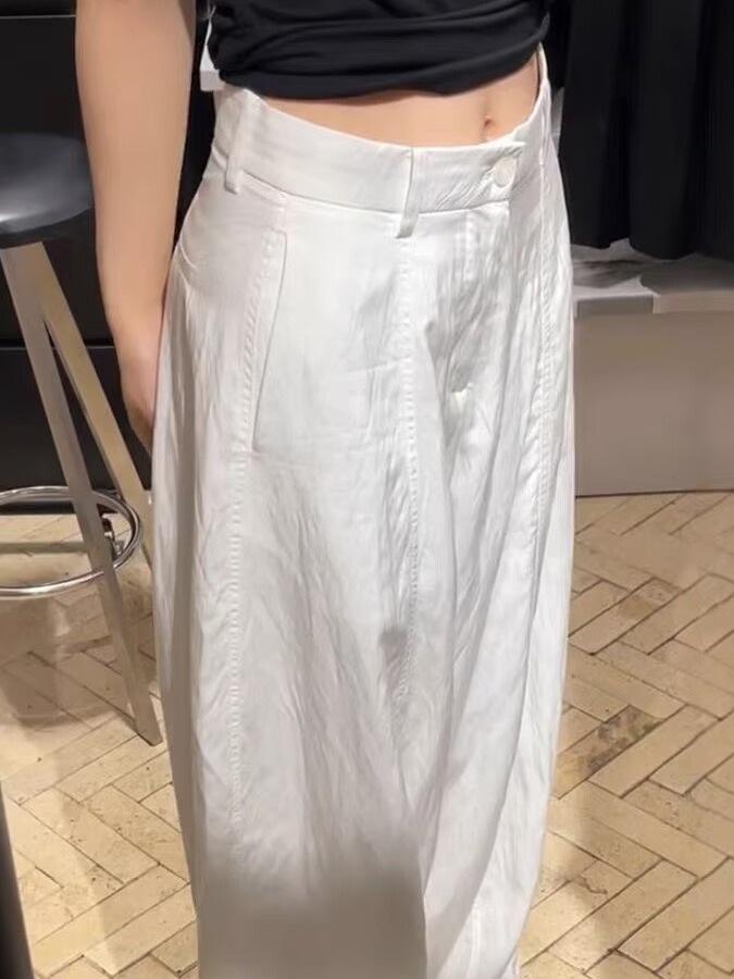 White Quick-Dry Tencel Wide-Leg Pants: Spring 2026 High-Waisted, Lightweight, Breathable & Slimming Casual Wear