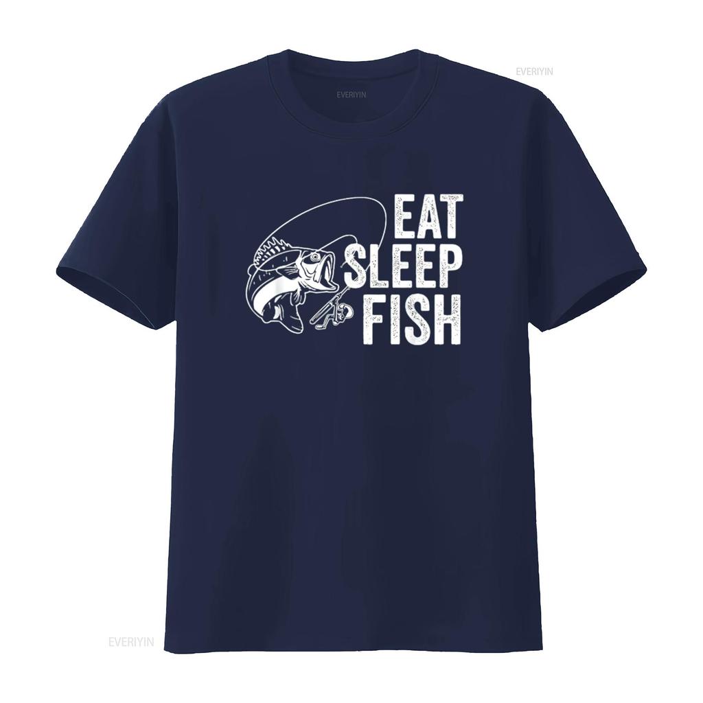 Mens Eat Sleep Fish Funny Fishing Youth Design T Shirt Black Medium Vintage Washed Graphic Top For Everyday Wear Stretched