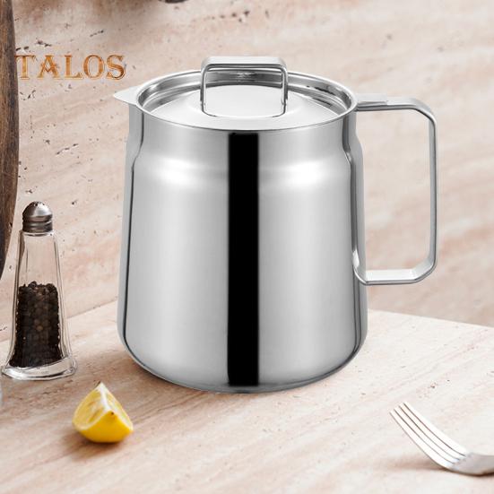 Stainless Steel Oil Filter Pot with Spout Handle Large Capacity Versatile Oil Filter Vessel Food-Grade Multi-Functional Fryer Tank for Kitchen Camping