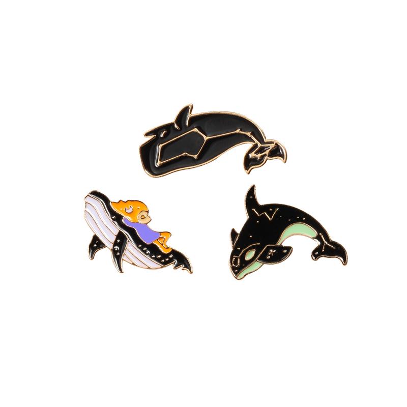 3-4pcs/set Cute Animal Brooch Cartoon Unicorn Cat Dog Monkey Fish Enamel Pin Backpack Clothing Badges Jewelry Children Wholesale